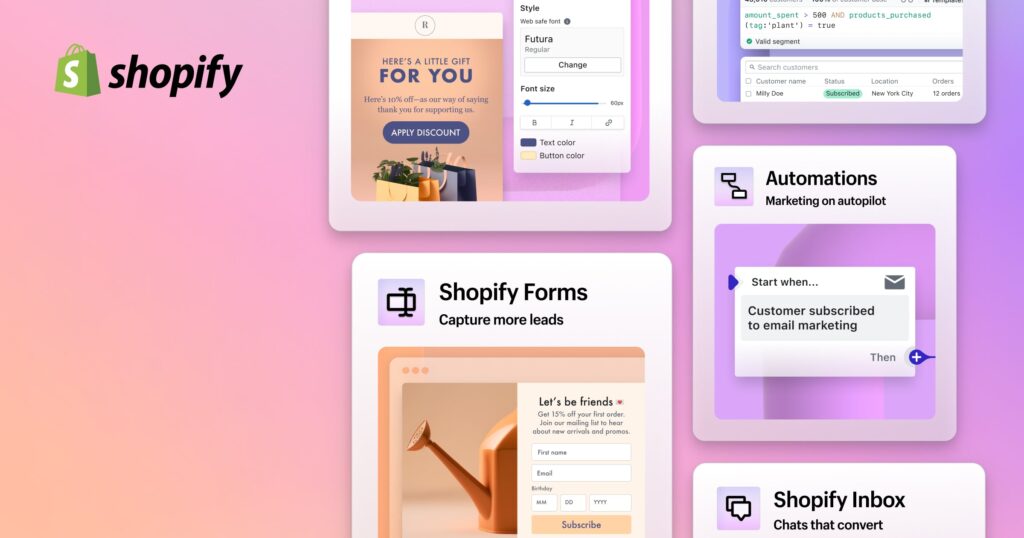 The built-in marketing tools that simplify how to set up a Shopify store for success without needing third-party software.